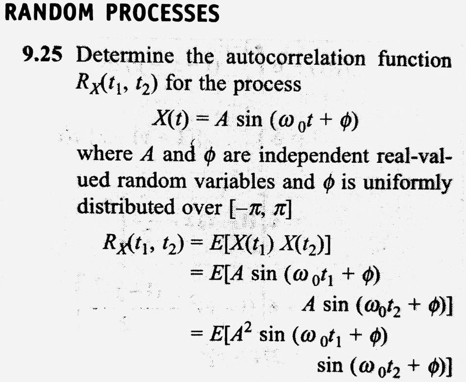 random processes 925 determine theautocorrelation function rt1t2 for ...