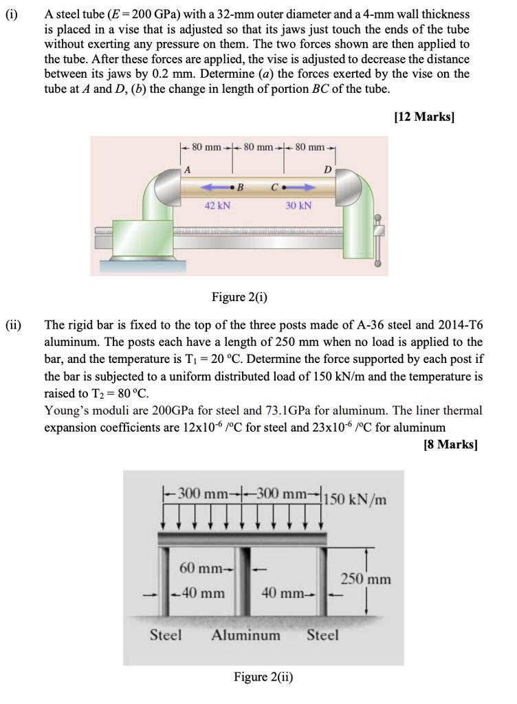 a steel tube e 200 gpa with a 32 mm outer diameter and a 4 mm wall ...