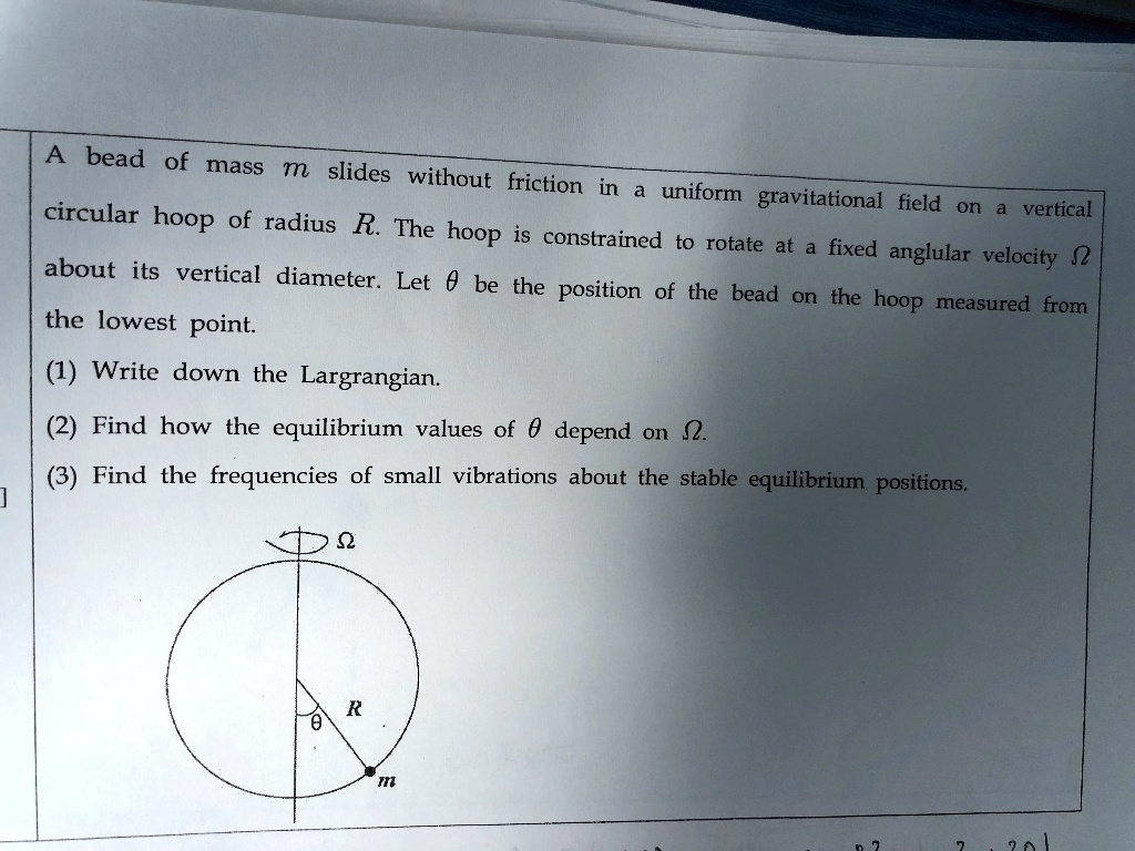 SOLVED A bead of mass m slides without friction in a uniform
