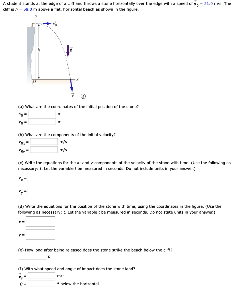 SOLVED: A student stands at the edge of a cliff and throws stone ...