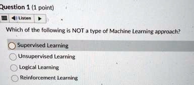 SOLVED: Question 1 (1 point) Which of the following is NOT a type of ...