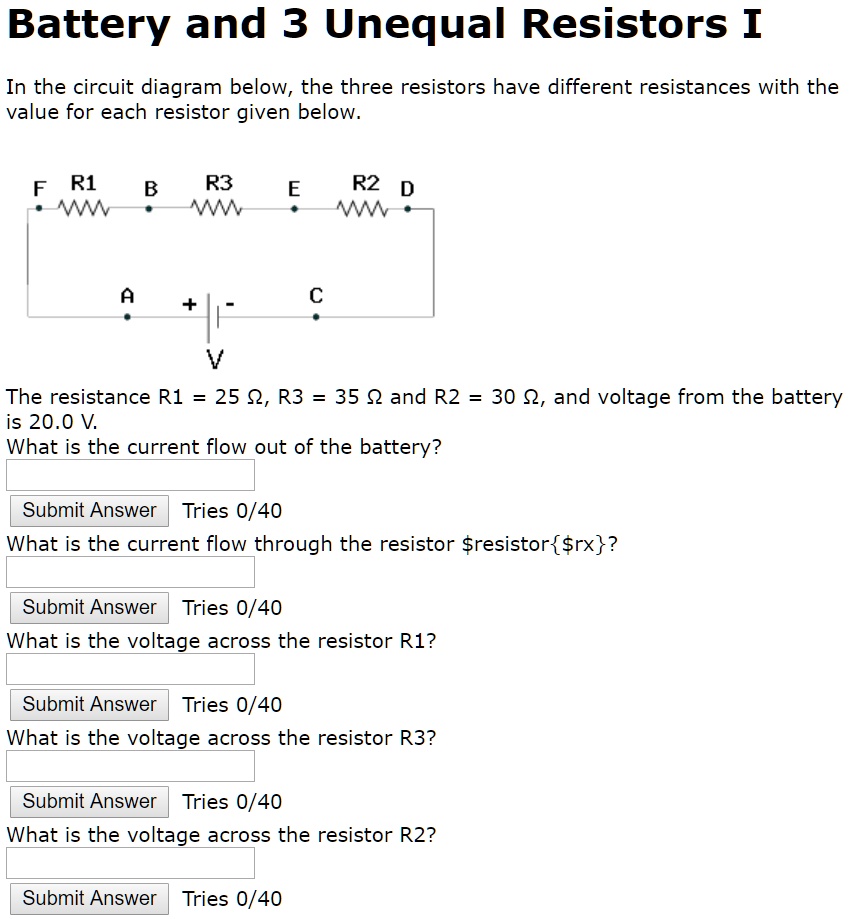 SOLVED: Battery And 3 Unequal Resistors In The Circuit Diagram Below ...