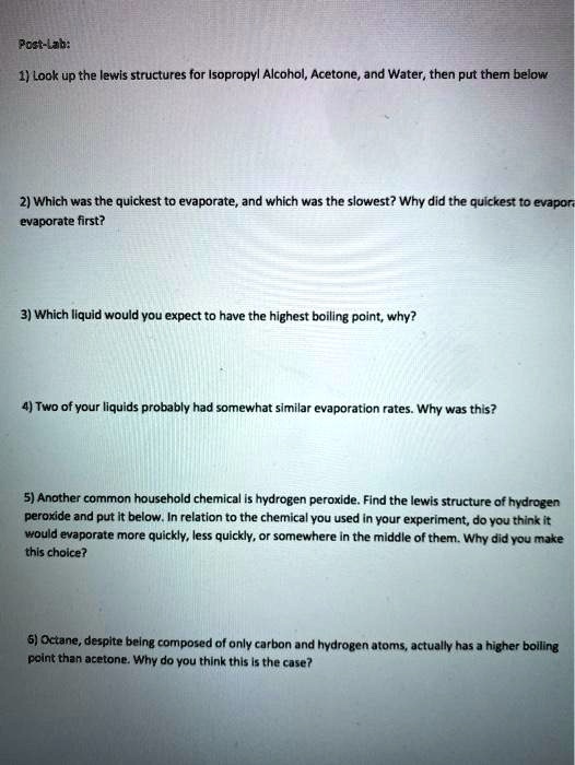 SOLVED PcstLab 1) Look up the lewis structures for Isopropyl Alcohol