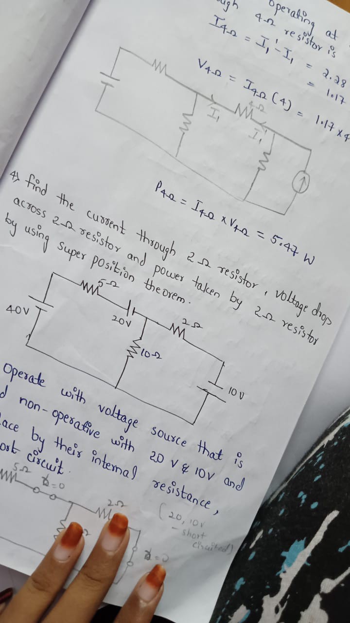 SOLVED: find the current through 2 ohm and voltage drop across 2 ohm