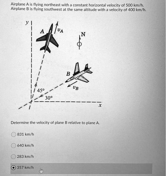 SOLVED Airplane A is flying northeast with a constant horizontal