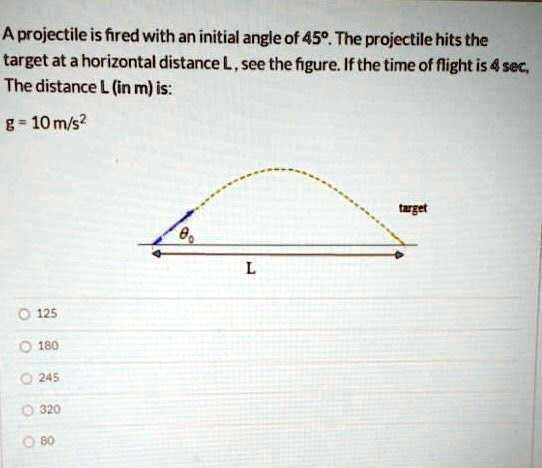 SOLVED: Aprojectile is fired with an initial angle of 459 The ...