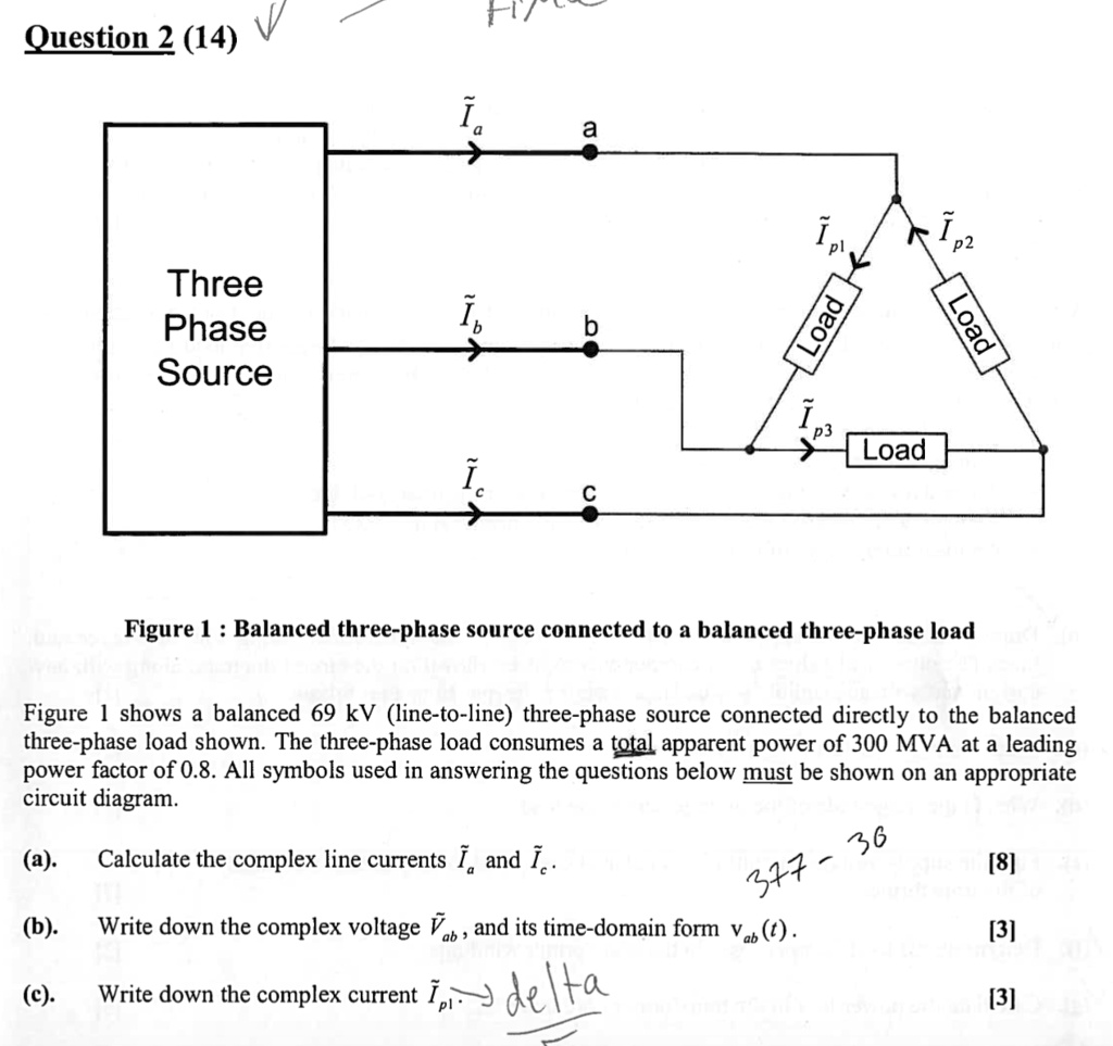 SOLVED: Three Phase Source Load Figure 1: Balanced three-phase source ...