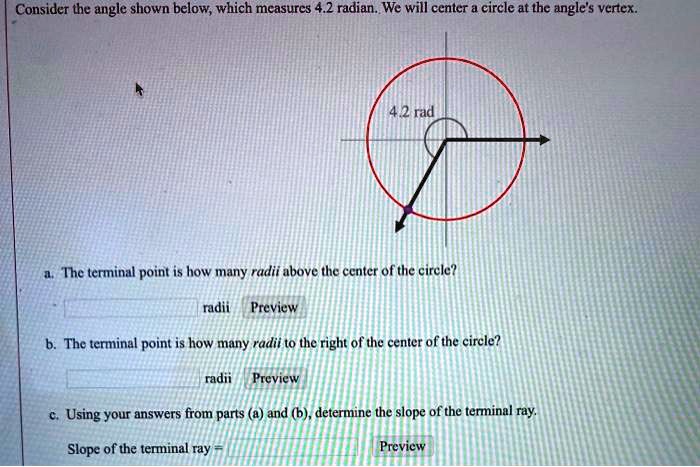 consider the angle shown below which mcasurcs 42 radian we will center ...