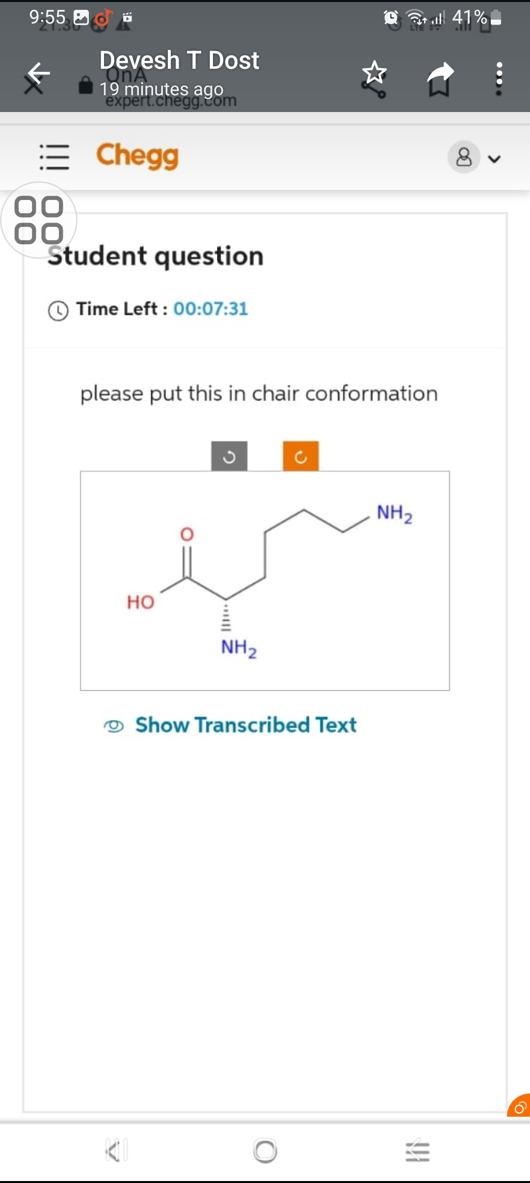 SOLVED: 9:55? Devesh T Dost 19 minutes ago :? Chegg 8 v Student ...
