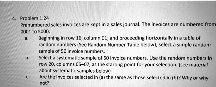 SOLVED Problem 1 24 Pre numbered sales invoices are kept in a