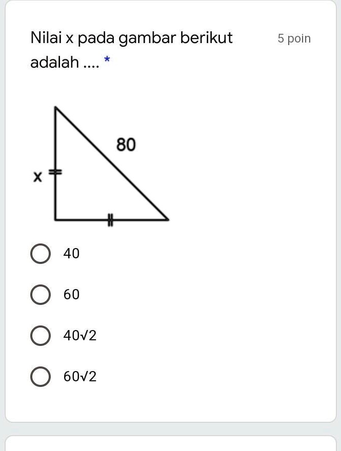 nilai dari 4 x 0 5 10 adalah