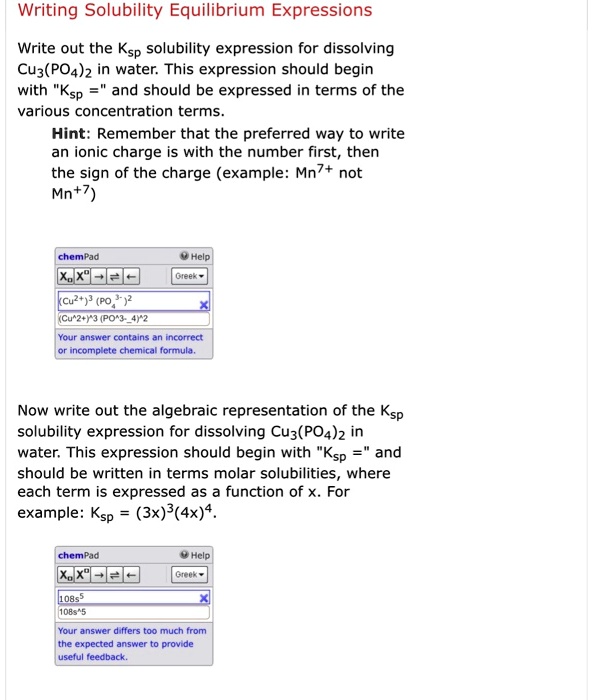 SOLVED: Writing Solubility Equilibrium Expressions Write Out The Ksp ...