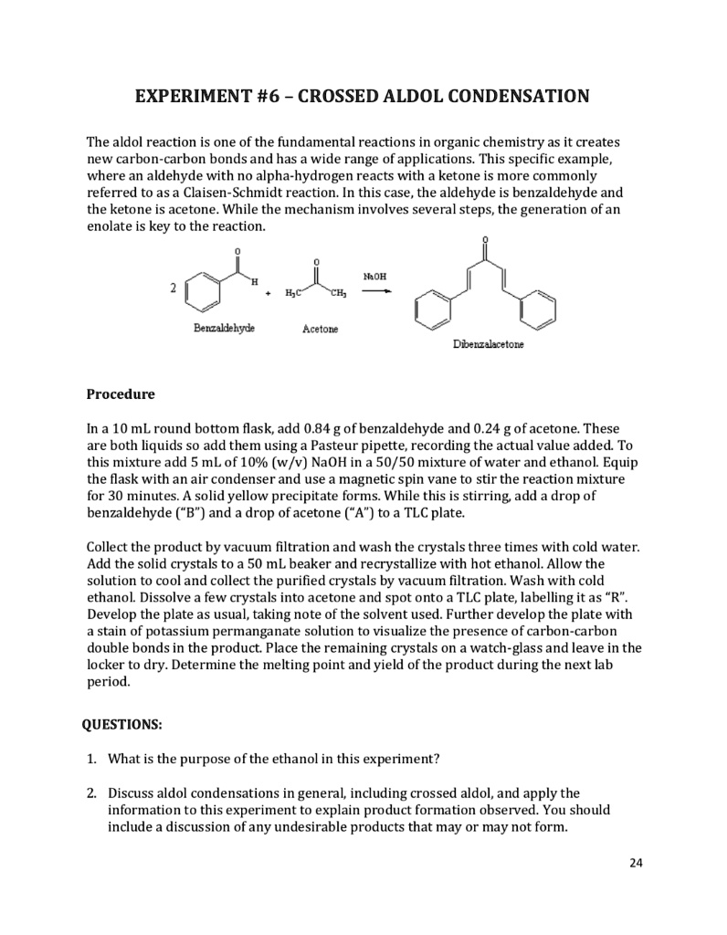 aldol condensation experimental procedure