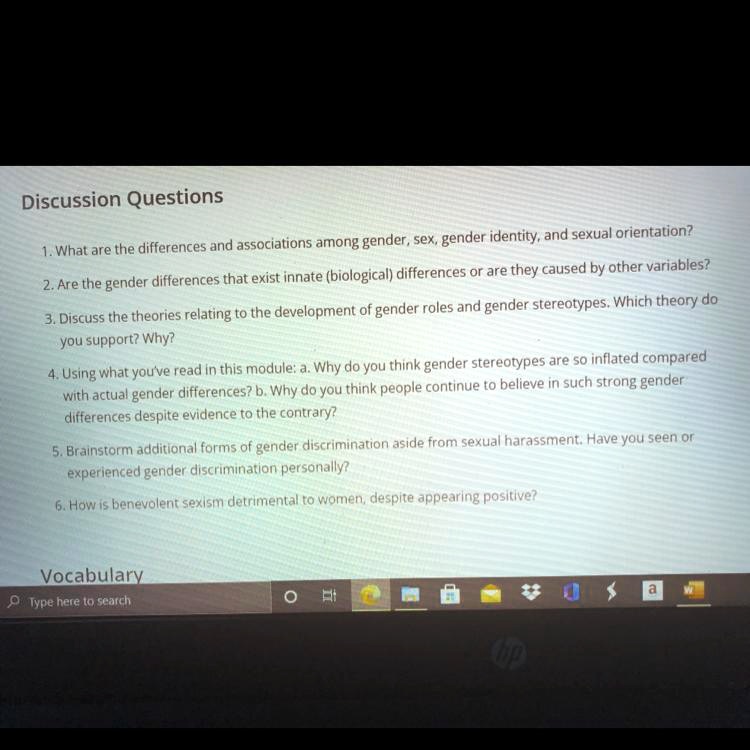 SOLVED "What are the differences and associations among gender sex