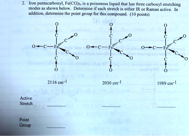 Fe Co SOLVED:Iron pentacarbonyl, Fe(CO)s; is poisonous liquid that has three ...