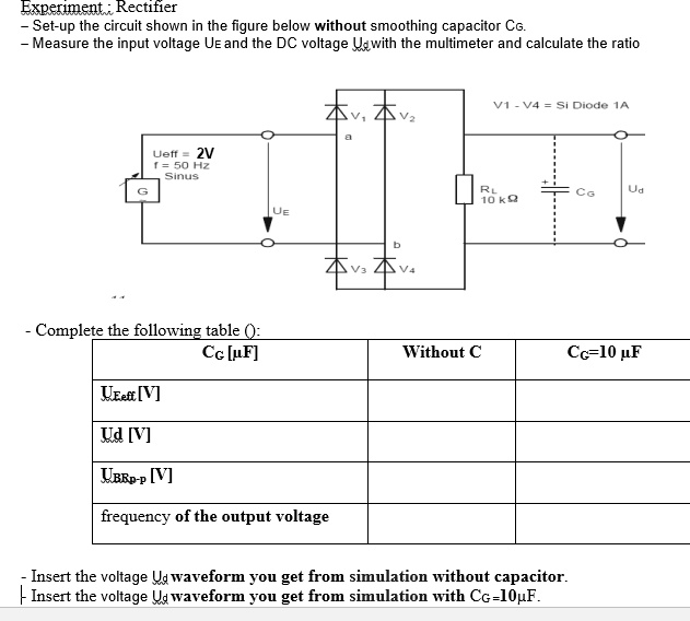 SOLVED Experiment Rectifier Setup Set up the circuit shown in the figure below without the