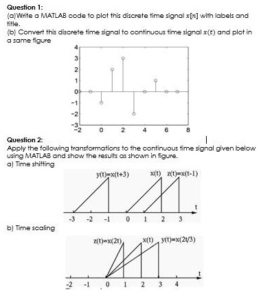 Question 1: (a) Write a MATLAB code to plot this discrete time signal x ...