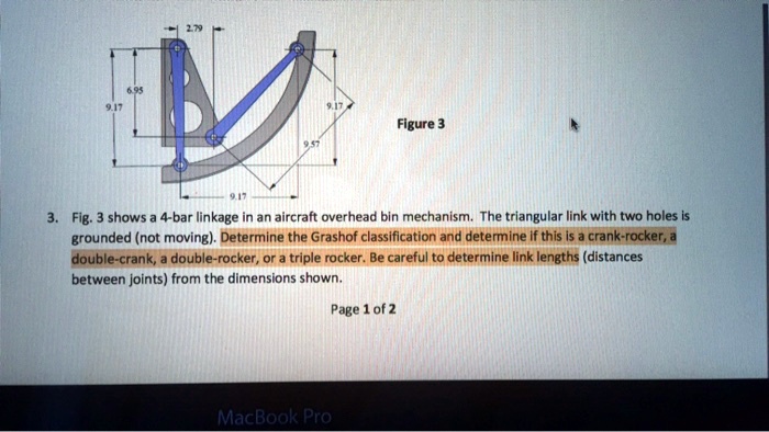 SOLVED: Figure 3 Fig. 3 shows a 4-bar linkage in an aircraft overhead ...