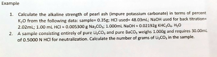 How to calculate the amount of potassium carbonate (pearl ash) to