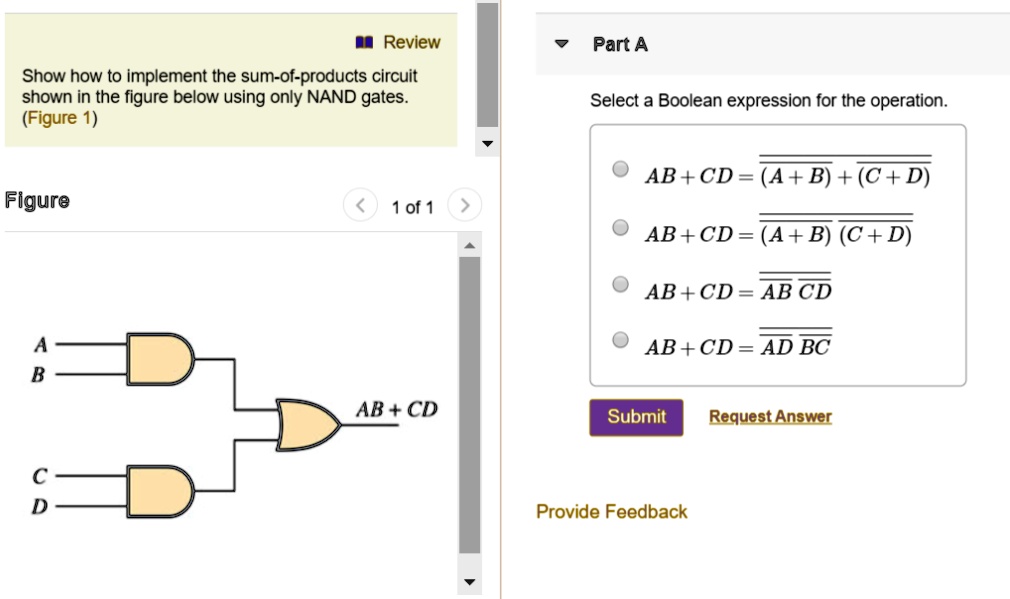 SOLVED: Part A Show how to implement the sum-of-products circuit shown ...