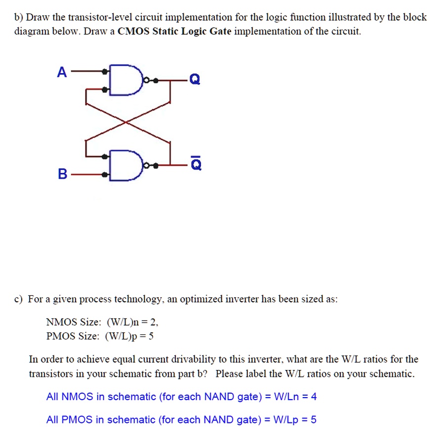 SOLVED: b) Draw the transistor-level circuit implementation for the ...