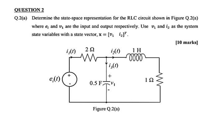 Solved QUESTION 2 Determine the state variable model of the