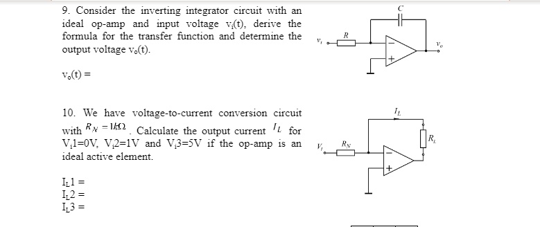 SOLVED: 9. Consider the inverting integrator circuit with an ideal op ...