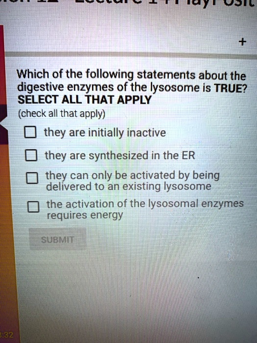 Which Of The Following Statements Is True About Enzymes SOLVED: Which of the following statements about the digestive enzymes