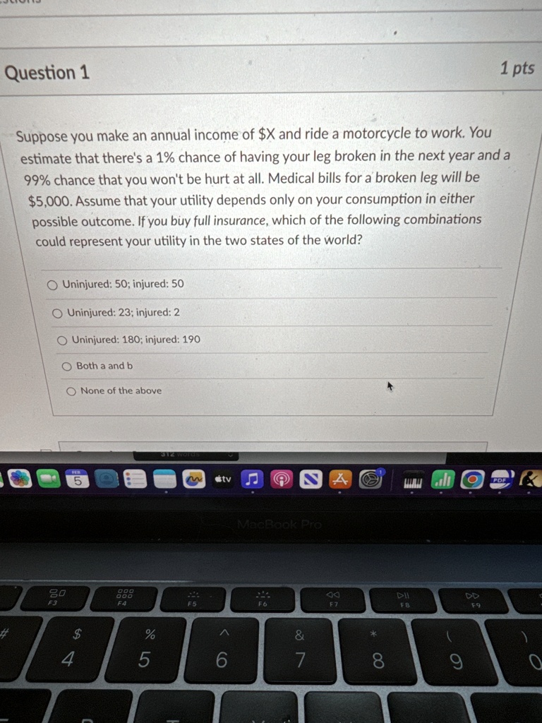 Question 1 1 pts Suppose you make an annual income of X and ride a ...