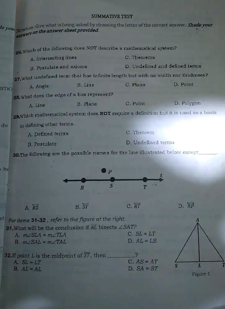 SOLVED: SUMMATIVE TEST le you, Give whatis being asked by choasing the ...