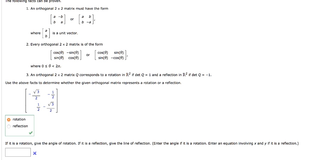 SOLVED ne romowing aClS can De proven; An orthogonal matrix must have