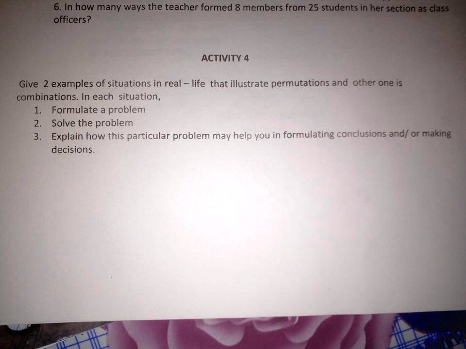 SOLVED 6. In how many ways did the teacher form 8 members from 25