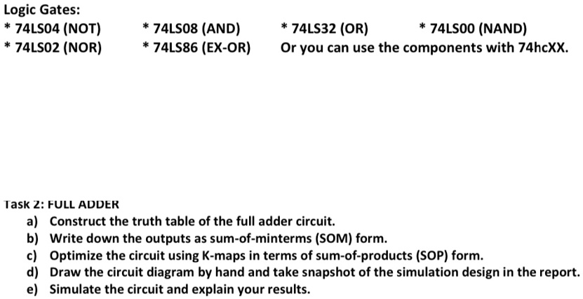SOLVED: Texts: Logic Gates: * 74LS04 (NOT) * 74LS02 (NOR) * 74LS08 (AND ...