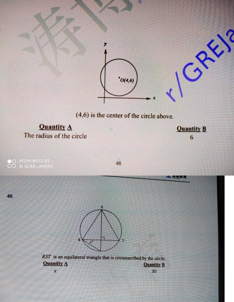 SOLVED: Please provide an explanation for both. 0(4,6) 4.6is the center ...