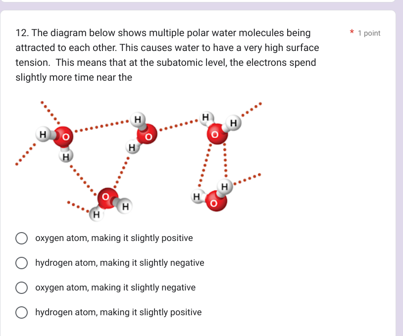 SOLVED 12. The diagram below shows multiple polar water molecules