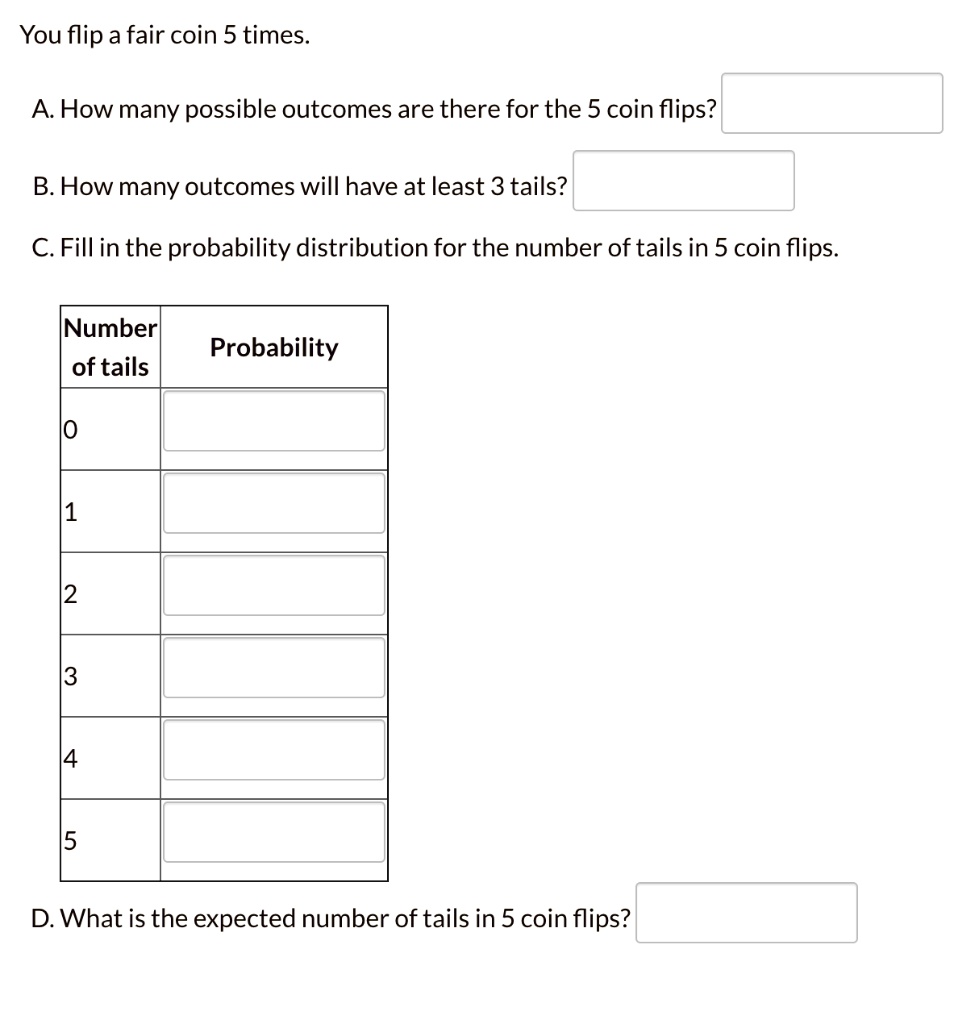 SOLVED: You Flip A Fair Coin 5 Times: A How Many Possible Outcomes Are ...