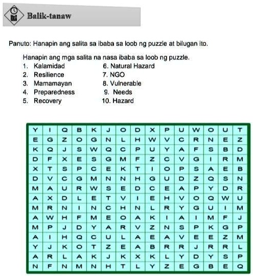 Solved Panuto Hanapin Ang Salita Sa Ibaba Sa Loob Ng Puzzle At