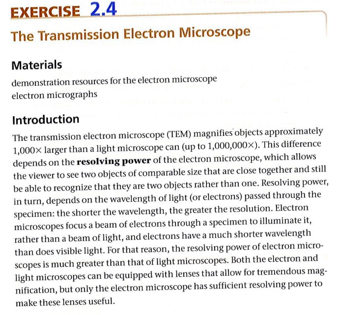 SOLVED EXERCISE 2.4 The Transmission Electron Microscope Materials