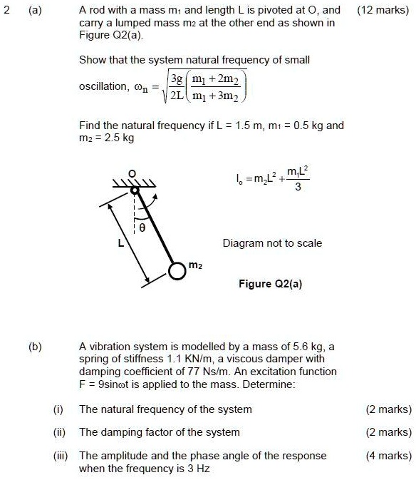 SOLVED: (a) A rod with a mass m and length L is pivoted at O and ...