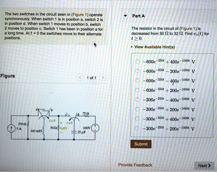 SOLVED: The Two Switches In The Circuit Seen In (Figure 1 Operate ...