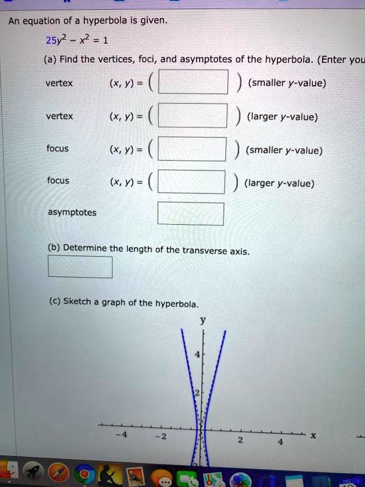 SOLVED An equation of a hyperbola is given 25y2 x2 = 1 (a) Find the