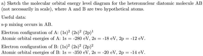 sketch the molecular orbital energy level diagram for the heteronuclear ...