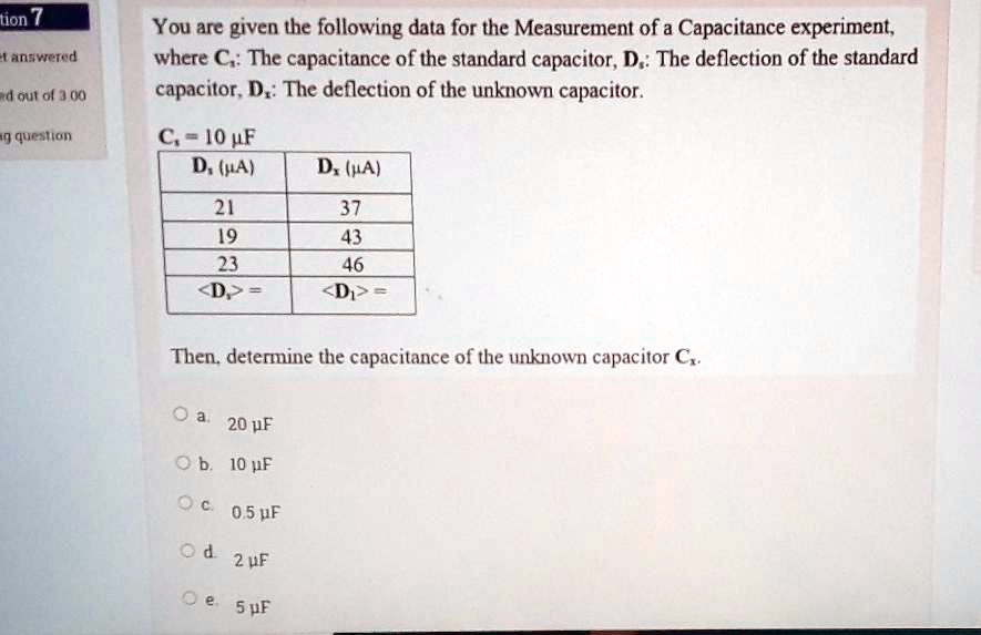SOLVED tion / You arc given the following data for the Measurement of