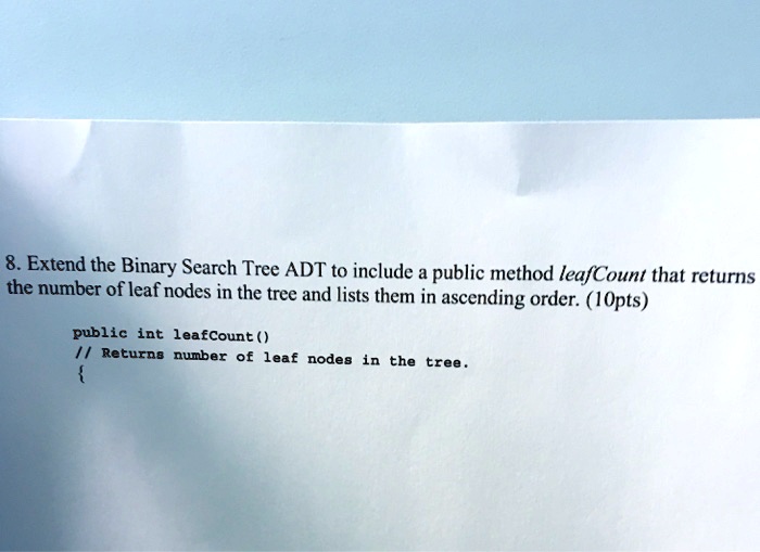 SOLVED: In Java 8. Extend the Binary Search Tree ADT to include a ...