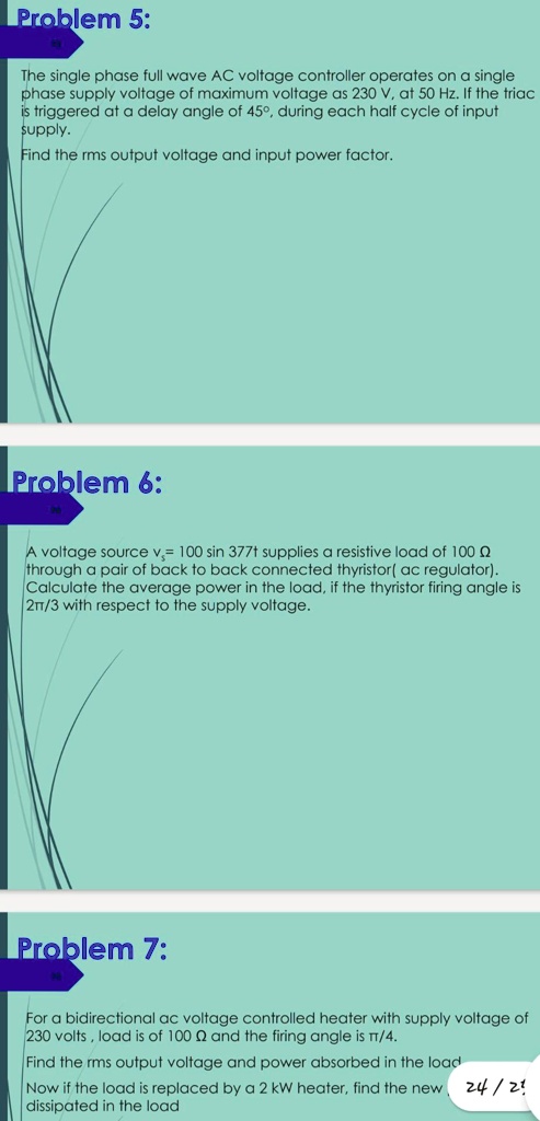 SOLVED: Problem 5: The single phase full wave AC voltage controller ...