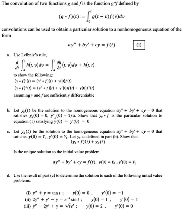 The convolution of two functions g and f is the funct… - SolvedLib