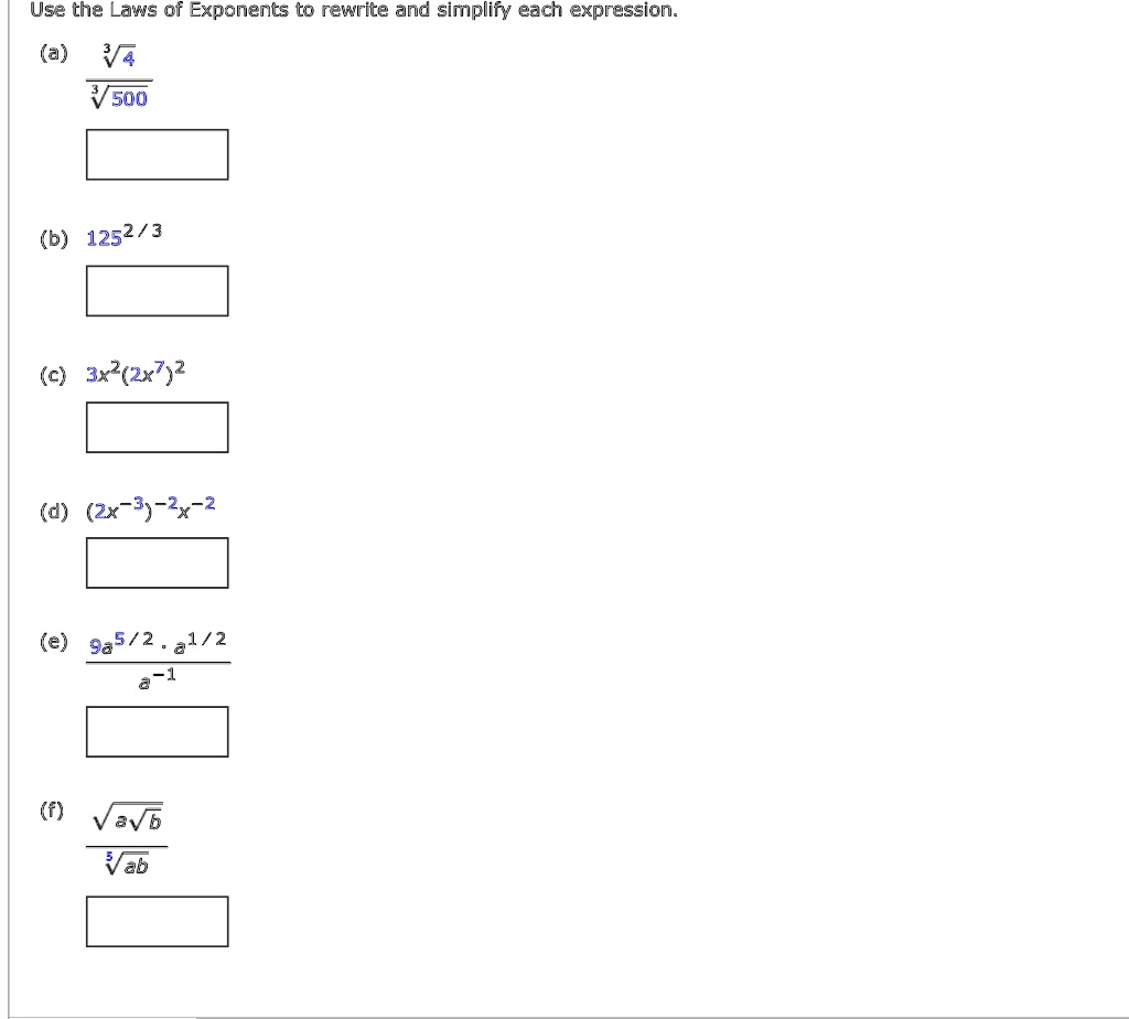  use the laws of exponents to rewrite and simplify each