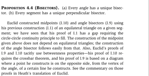SOLVED: PROPOSITION 4.4 (BISECTORS). (a) Every angle has a unique ...