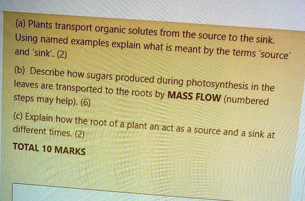 SOLVED(a) Plants transport organic solutes Using mamedl 'from the