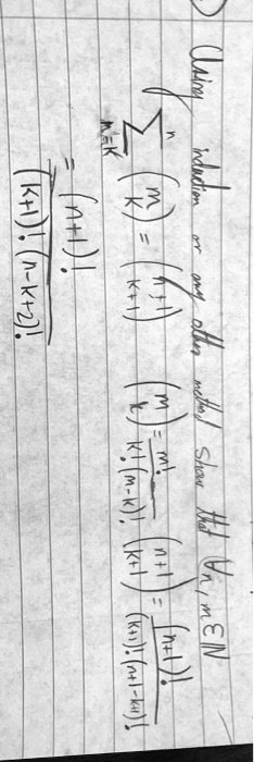 Using induction

∑k=k^mmk = ((n+1)!)/((k+1)!(n-k+1)!) 

or any other method show that ∀ n, m ∈ℕ 

mk = (m!)/(k!(m-k)!) 

mk = (m!)/(k!(m-k)!)·((k+1)!(m+1-k)!)/((k+1)!(m+1-k)!) = ((m+1)!)/((k+1)!(m+1-k)!)